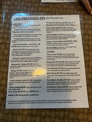 Menu photo 4 Freckled Fin Irish Pub Holmes Beach, FL