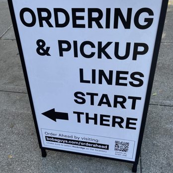 Boba Guys - Ordering and pick up line sandwich board outside of Boba Guys in Oakland. - Coffee & Tea Near Me - Oakland, California Boba Guys - Ordering and pick up line sandwich board outside of Boba Guys in Oakland. - Coffee & Tea Near Me - Oakland, California