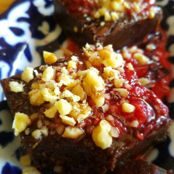 Uma's - Heavenly Brownie topped w/ walnuts and raspberry jam - Russian Near Me - Rockaway Beach, New York Uma's - Heavenly Brownie topped w/ walnuts and raspberry jam - Russian Near Me - Rockaway Beach, New York