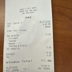 Jason's Deli - Receipt