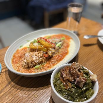 COMMUNION Restaurant and Bar - Catfish & grits with a side of greens - Soup Near Me - Seattle, Washington COMMUNION Restaurant and Bar - Catfish & grits with a side of greens - Soup Near Me - Seattle, Washington