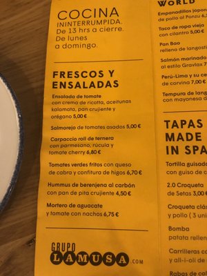 Menu photo 4 La Musa Madrid, M