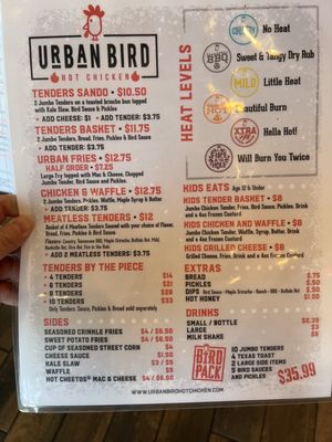 Menu photo 2 Urban Bird Hot Chicken Houston, TX Menu photo 2 Urban Bird Hot Chicken Houston, TX