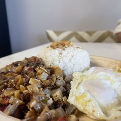 Bacolod Chick’n Inasal - Sisig with 2 eggs and garlic rice