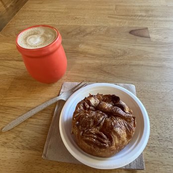 Carmel Valley Creamery - Caramel latte and a pastry the employee recommended. It was delicious! - Coffee & Tea Near Me - Carmel Valley, California