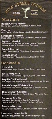 Menu photo 1 New Street Lounge Goshen, NY Menu photo 1 New Street Lounge Goshen, NY