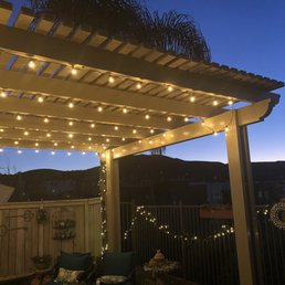 Added some string lights, perfect for easy evenings with friends, entertaining under our Pergola. Added some string lights, perfect for easy evenings with friends, entertaining under our Pergola.
