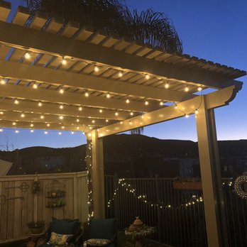 Fraser Decks and Patio Covers - Added some string lights, perfect for easy evenings with friends, entertaining under our Pergola. - Decks & Railing Near Me - Escondido, California Fraser Decks and Patio Covers - Added some string lights, perfect for easy evenings with friends, entertaining under our Pergola. - Decks & Railing Near Me - Escondido, California