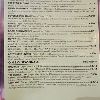OHSO Distillery - Beer menu page 2 - New American Near Me - Scottsdale, Arizona