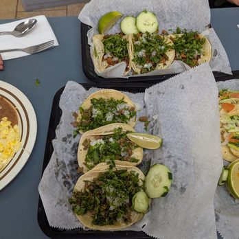 Ely Taqueria - 3 each of al pastor, steak and shrimp tacos Egg & cheese plate with rice and beans - Mexican Near Me - Charlotte, North Carolina Ely Taqueria - 3 each of al pastor, steak and shrimp tacos Egg & cheese plate with rice and beans - Mexican Near Me - Charlotte, North Carolina