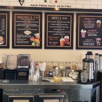 Stefano Versace Gelato - menus on the wall - Gelato Near Me - Aventura, Florida