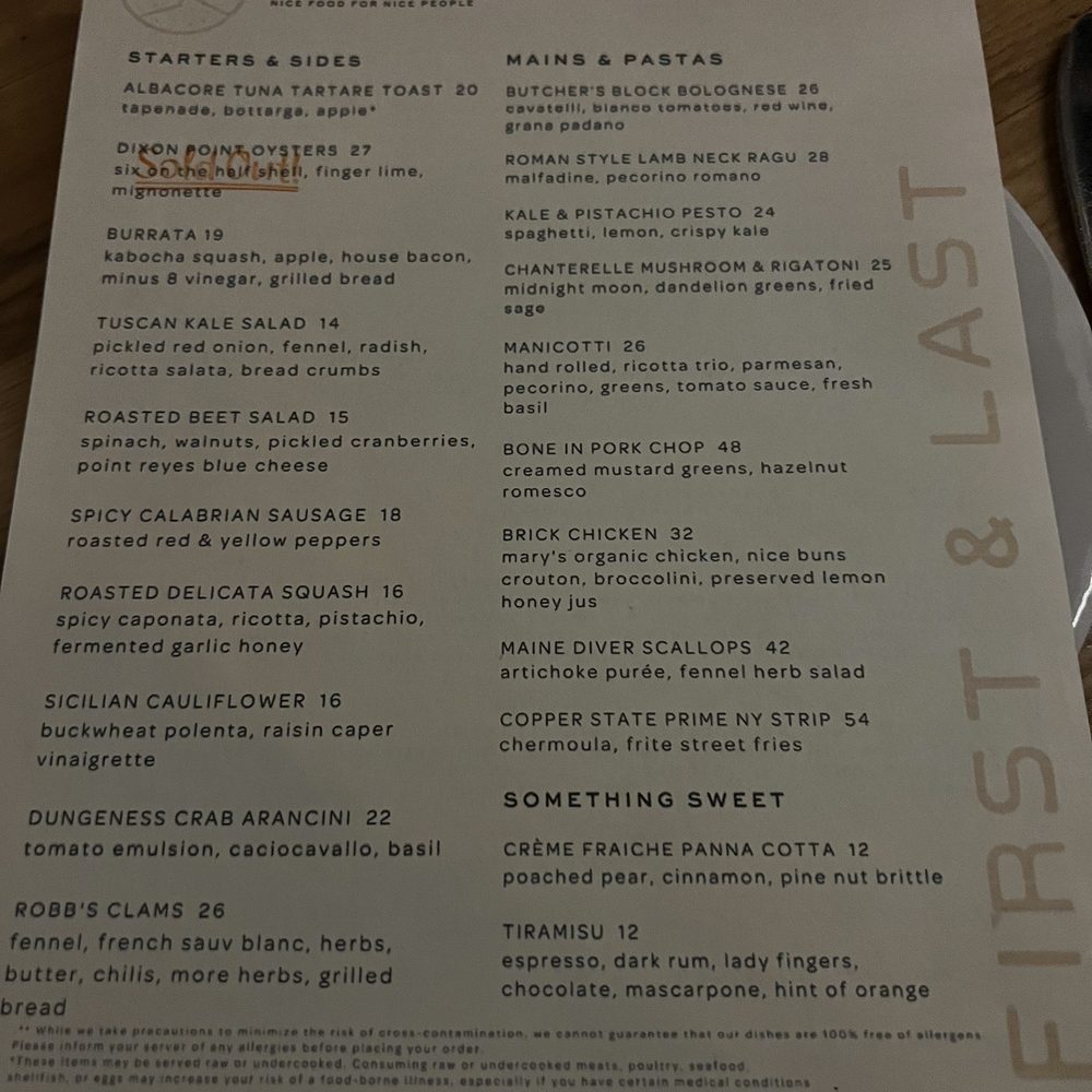 First & Last - Food Menu - Italian Near Me - Phoenix, Arizona First & Last - Food Menu - Italian Near Me - Phoenix, Arizona