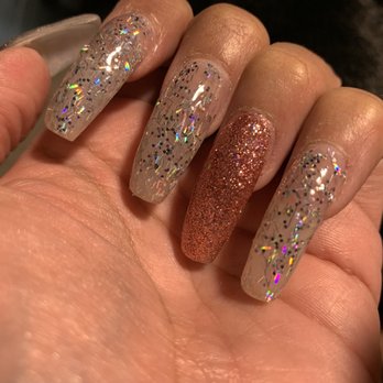 Zen Nail Bar - My glittery nails...sorry for the horrible picture - Nail Salons Near Me - Riverside, California