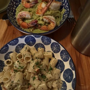 Olea - Rigatoni with truffle and lobster  And the fettuccine with shrimp and pesto cream sauce - Mediterranean Near Me - Philadelphia, Pennsylvania