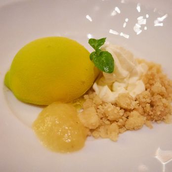 Michael Mina - "Seasons of Mina" Spring 2022 - The Lemon (citrus custard, candied lemon peel, white chocolate) - New American Near Me - Las Vegas, Nevada Michael Mina - "Seasons of Mina" Spring 2022 - The Lemon (citrus custard, candied lemon peel, white chocolate) - New American Near Me - Las Vegas, Nevada