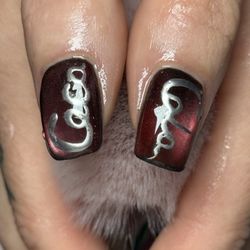 GoddessNailz - Coca Cola hand painted on top of VBeautyPure rubber base