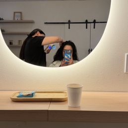 After the service, drying my hair