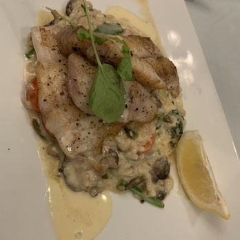 The Growers Pub - Halibut over risotto - Steakhouses Near Me - Salinas, California The Growers Pub - Halibut over risotto - Steakhouses Near Me - Salinas, California