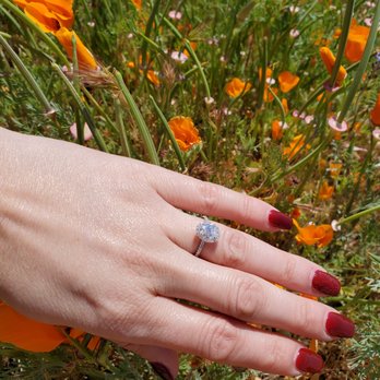 Mark Broumand - 1ct oval cut diamond ring, with diamond halo on platinum - Jewelry Near Me - Los Angeles, California