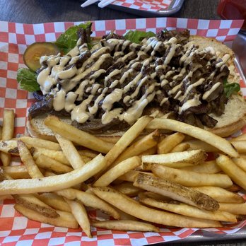 Gladiator Burger & Steak - Legend steak sandwich, before I pick it up - Burgers Near Me - Scarborough, Ontario