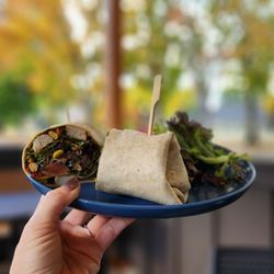 Lux Sucre Desserts - Chipotle chicken wrap on the patio