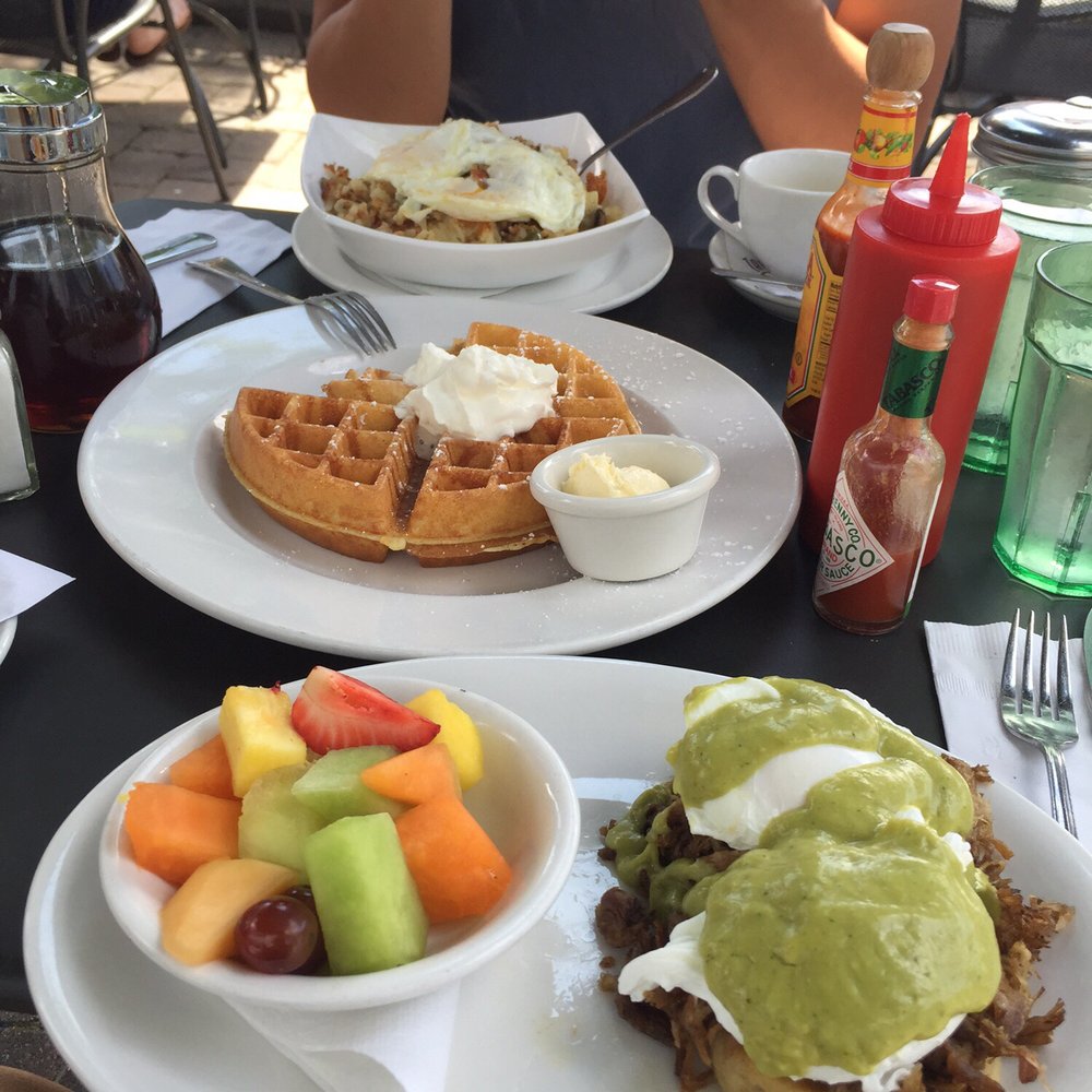Open City - From front to back - arepas benedictos, chai waffle, hash brown bowl - American Near Me - Washington, DC, District of Columbia Open City - From front to back - arepas benedictos, chai waffle, hash brown bowl - American Near Me - Washington, DC, District of Columbia