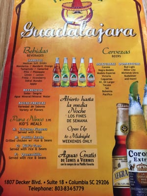 Menu photo 3 Taqueria Guadalajara Columbia, SC Menu photo 3 Taqueria Guadalajara Columbia, SC