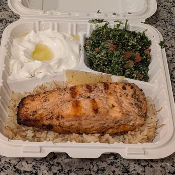 Dvine Mediterranean Experience - Long Beach - Salmon with Tabouleh and Labne - Mediterranean Near Me - Long Beach, California