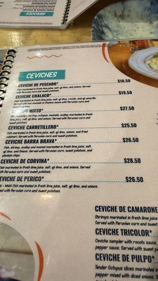 Menu photo 1 Barra Brava Cevicheria Peruana Burtonsville, MD