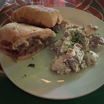 Kilted Mermaid - Kilted Steak Sandwich with potato salad - Bars Near Me - Vero Beach, Florida Kilted Mermaid - Kilted Steak Sandwich with potato salad - Bars Near Me - Vero Beach, Florida