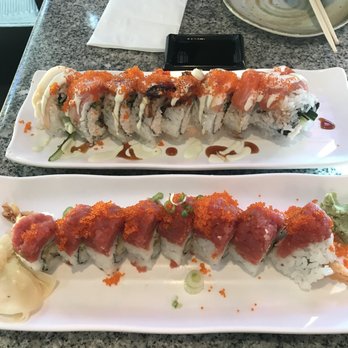 Cha Cha Sushi - top: Ichiban (large roll) bottom: red dragon - Sushi Bars Near Me - San Jose, California Cha Cha Sushi - top: Ichiban (large roll) bottom: red dragon - Sushi Bars Near Me - San Jose, California