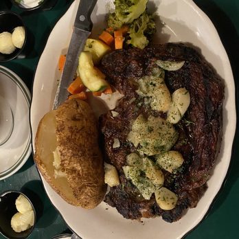 The Trading Post - Ribeye with roasted garlic - New American Near Me - Shaver Lake, California The Trading Post - Ribeye with roasted garlic - New American Near Me - Shaver Lake, California