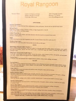 Menu photo 7 Royal Rangoon Berkeley, CA