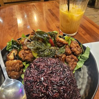 PCH Noodles - House Special Chicken Kapow with Black Rice. - Thai Near Me - Lomita, California PCH Noodles - House Special Chicken Kapow with Black Rice. - Thai Near Me - Lomita, California