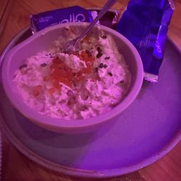 Tuna dip with trout roe and 2 types of crackers