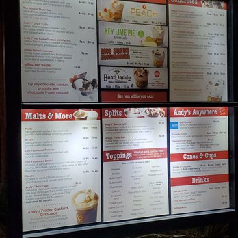 Andy's Frozen Custard - Menu - Ice Cream & Frozen Yogurt Near Me - Phoenix, Arizona Andy's Frozen Custard - Menu - Ice Cream & Frozen Yogurt Near Me - Phoenix, Arizona
