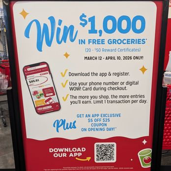 Grocery Outlet - This is a sign about how you can win up to $1000 in free groceries. Photo taken March 13, 2026. - Grocery Near Me - Virginia Beach, Virginia Grocery Outlet - This is a sign about how you can win up to $1000 in free groceries. Photo taken March 13, 2026. - Grocery Near Me - Virginia Beach, Virginia