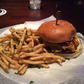 Yard House - BBQ Bacon Burger with Truffle Fries - New American Near Me - Northridge, California Yard House - BBQ Bacon Burger with Truffle Fries - New American Near Me - Northridge, California
