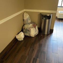 Trash in hallway Trash in hallway