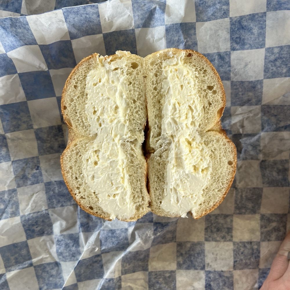 Pop's Bakery - Plain bagel with plain schmear - Bagels Near Me - Washington, DC, District of Columbia