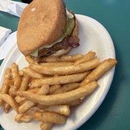 Bacon burger and fries Bacon burger and fries
