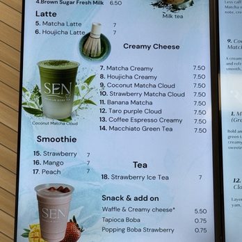 Sen - Menu - Bubble Tea Near Me - Lakewood, Washington