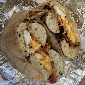 Pete's Bagels - Breakfast Sandwich add bacon on everything bagel. Yummy!! - Bagels Near Me - St. Petersburg, Florida Pete's Bagels - Breakfast Sandwich add bacon on everything bagel. Yummy!! - Bagels Near Me - St. Petersburg, Florida
