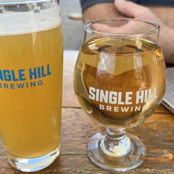 Single Hill Brewing - a glass of beer next to a laptop - Breweries Near Me - Yakima, Washington