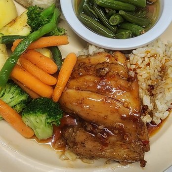 Rocket Cafe - Spicy Honey Chicken over rice lunch special with daily sides! - American Near Me - Robinson, Texas