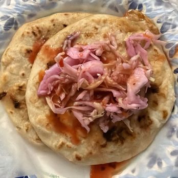 La Pinata Mexicatesen - Chicharron pupusa pick-up order with sauce and pickled cabbage - Latin American Near Me - San Mateo, California La Pinata Mexicatesen - Chicharron pupusa pick-up order with sauce and pickled cabbage - Latin American Near Me - San Mateo, California