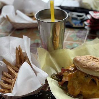 Chris Madrid's - Salted caramel shake, fries, and Pork lovers macho cheeseburger. - Burgers Near Me - San Antonio, Texas Chris Madrid's - Salted caramel shake, fries, and Pork lovers macho cheeseburger. - Burgers Near Me - San Antonio, Texas