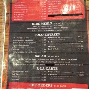 Southern Girls BBQ - Menu Back - Barbeque Near Me - Pangburn, Arkansas