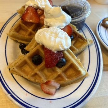 Fixins - Scrumptious waffles with berries on top! - Breakfast & Brunch Near Me - Oak Island, North Carolina