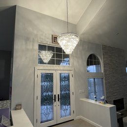 New crystal chandelier expertly installed by Steve Carter Electric. New crystal chandelier expertly installed by Steve Carter Electric.